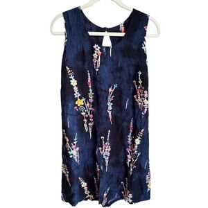 Jam's World Blue Floral Dress Vintage Navy Blue Tank Swing Dress 90s Floral NWT